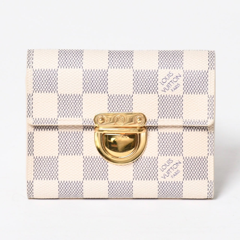 LOUIS VUITTON ルイヴィトン 財布 三つ折り財布 ポルトフォイユ・コアラ ダミエアズールキャンバス ホワイト アイボリー N60013 美品 中古 4a009797