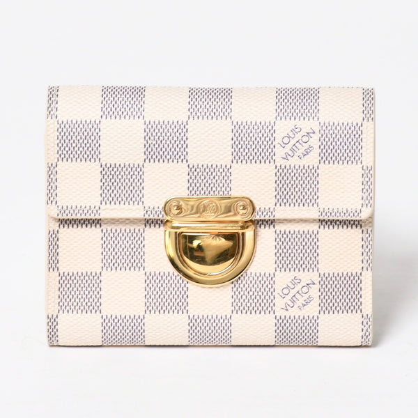 LOUIS VUITTON ルイヴィトン 財布 三つ折り財布 ポルトフォイユ・コアラ ダミエアズールキャンバス ホワイト アイボリー N60013 美品 中古 4a009797