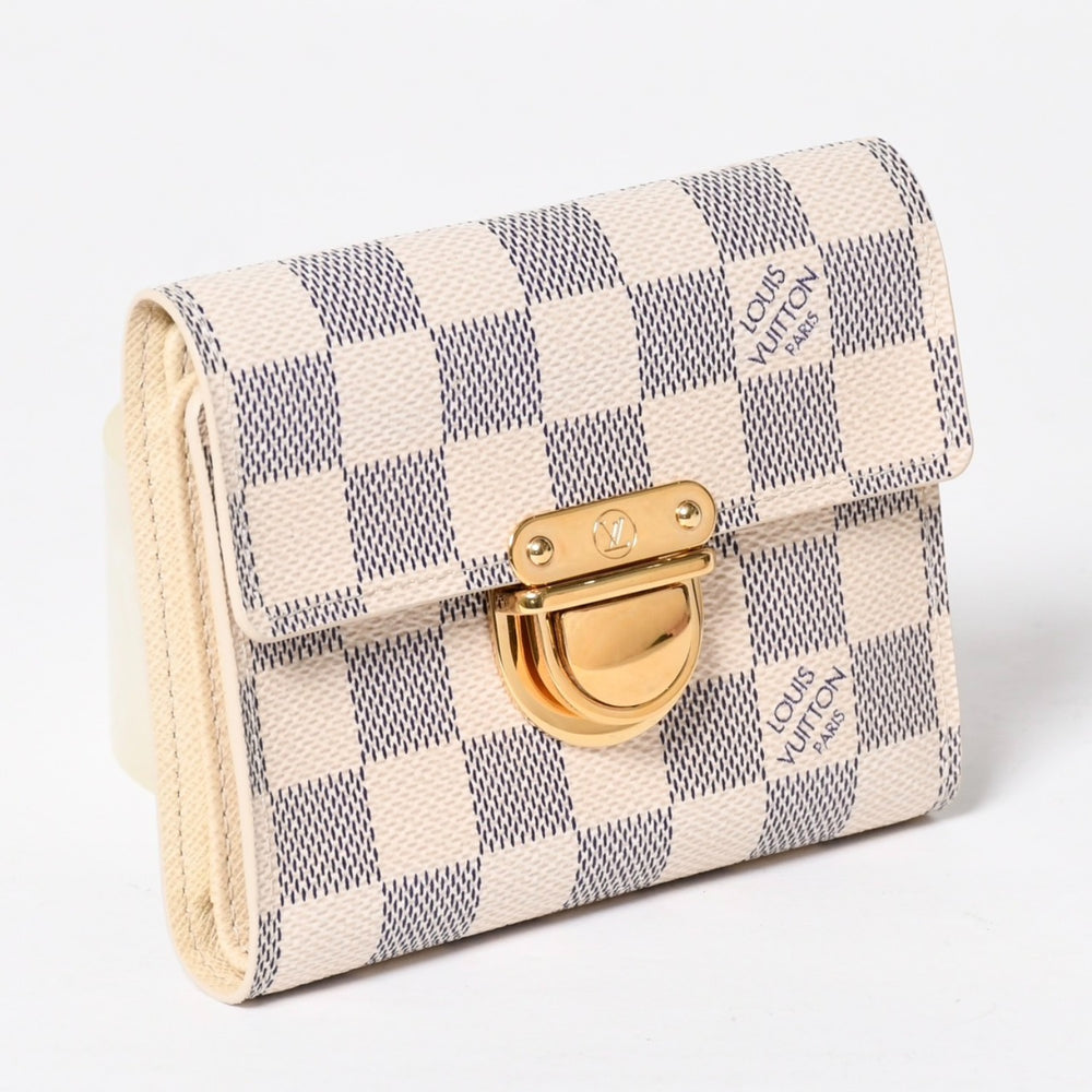 LOUIS VUITTON ルイヴィトン 財布 三つ折り財布 ポルトフォイユ・コアラ ダミエアズールキャンバス ホワイト アイボリー N60013 美品 中古 4a009797