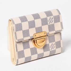 LOUIS VUITTON ルイヴィトン 財布 三つ折り財布 ポルトフォイユ・コアラ ダミエアズールキャンバス ホワイト アイボリー N60013 美品 中古 4a009797