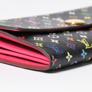 LOUIS VUITTON ルイヴィトン 長財布 M93747 ポルトフォイユ・サラ ブラック マルチカラー ゴールド金具 M93747 美品 中古 4a009654
