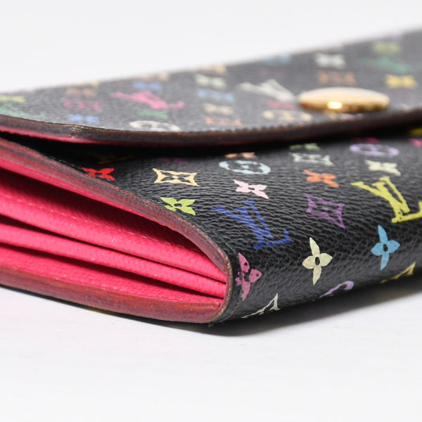 LOUIS VUITTON ルイヴィトン 長財布 M93747 ポルトフォイユ・サラ ブラック マルチカラー ゴールド金具 M93747 美品 中古 4a009654