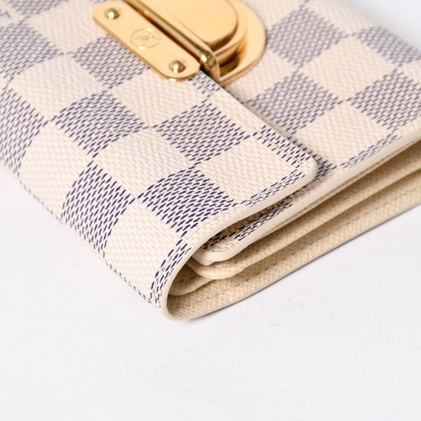 LOUIS VUITTON ルイヴィトン 財布 三つ折り財布 ポルトフォイユ・コアラ ダミエアズールキャンバス ホワイト アイボリー N60013 美品 中古 4a009797