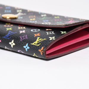 LOUIS VUITTON ルイヴィトン 長財布 M93747 ポルトフォイユ・サラ ブラック マルチカラー ゴールド金具 M93747 美品 中古 4a009654