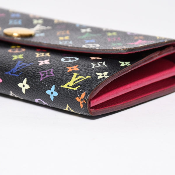 LOUIS VUITTON ルイヴィトン 長財布 M93747 ポルトフォイユ・サラ ブラック マルチカラー ゴールド金具 M93747 美品 中古 4a009654