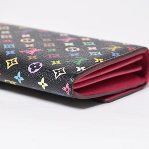 LOUIS VUITTON ルイヴィトン 長財布 M93747 ポルトフォイユ・サラ ブラック マルチカラー ゴールド金具 M93747 美品 中古 4a009654