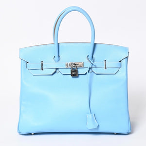 Very good condition HERMES Birkin 30 Candy Celeste Mykonos □O stamp Vaux Epson Silver hardware Handbag Used 4a010052
