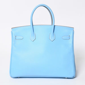 Very good condition HERMES Birkin 30 Candy Celeste Mykonos □O stamp Vaux Epson Silver hardware Handbag Used 4a010052