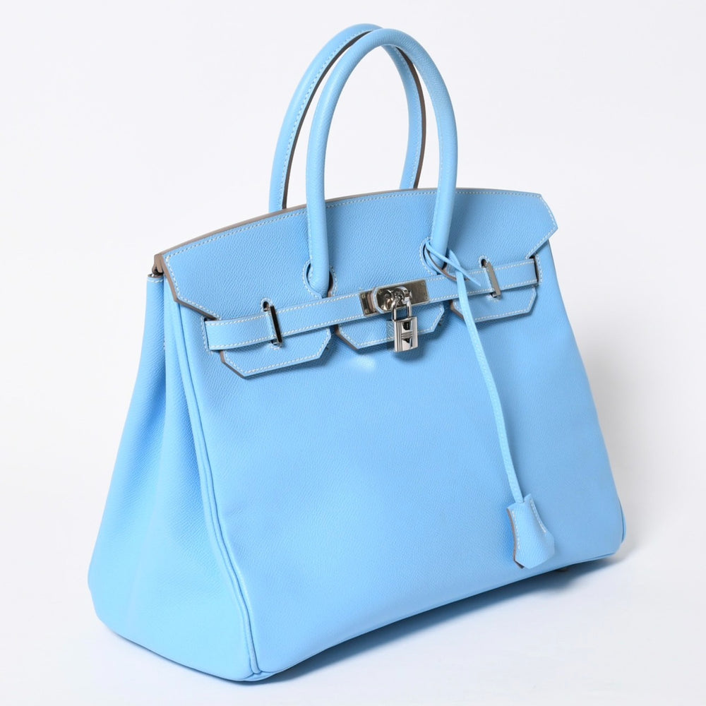 Very good condition HERMES Birkin 30 Candy Celeste Mykonos □O stamp Vaux Epson Silver hardware Handbag Used 4a010052