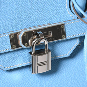 Very good condition HERMES Birkin 30 Candy Celeste Mykonos □O stamp Vaux Epson Silver hardware Handbag Used 4a010052