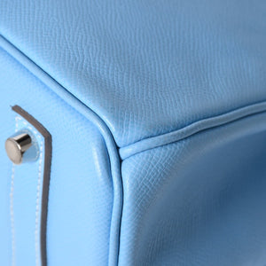 Very good condition HERMES Birkin 30 Candy Celeste Mykonos □O stamp Vaux Epson Silver hardware Handbag Used 4a010052
