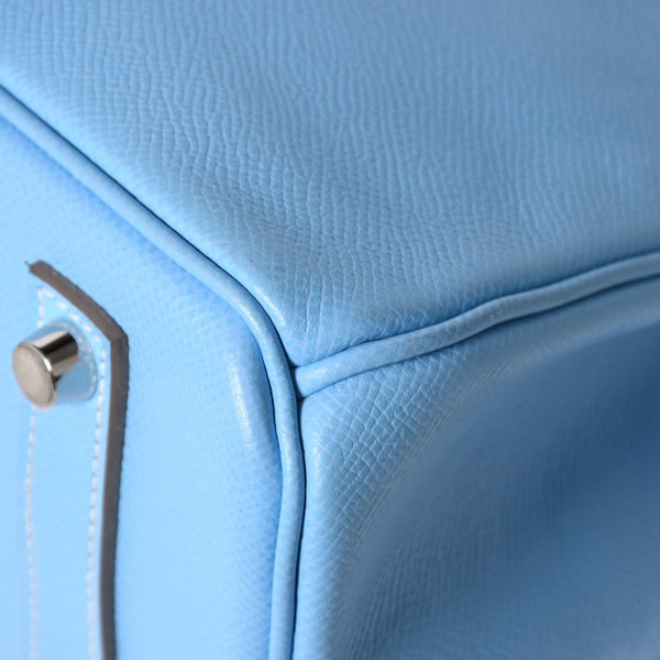 Very good condition HERMES Birkin 30 Candy Celeste Mykonos □O stamp Vaux Epson Silver hardware Handbag Used 4a010052