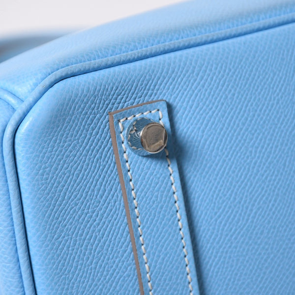 Very good condition HERMES Birkin 30 Candy Celeste Mykonos □O stamp Vaux Epson Silver hardware Handbag Used 4a010052