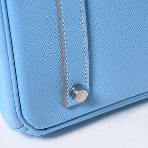 Very good condition HERMES Birkin 30 Candy Celeste Mykonos □O stamp Vaux Epson Silver hardware Handbag Used 4a010052