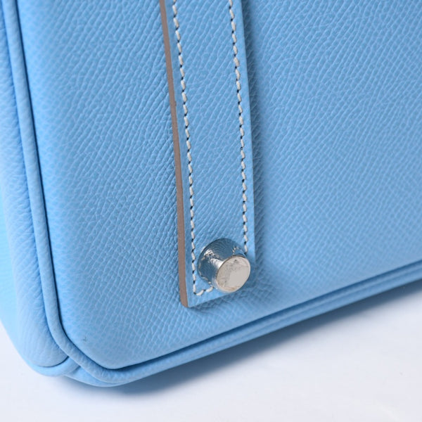 Very good condition HERMES Birkin 30 Candy Celeste Mykonos □O stamp Vaux Epson Silver hardware Handbag Used 4a010052