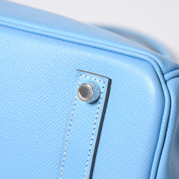 Very good condition HERMES Birkin 30 Candy Celeste Mykonos □O stamp Vaux Epson Silver hardware Handbag Used 4a010052