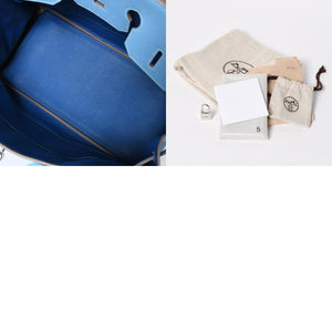 Very good condition HERMES Birkin 30 Candy Celeste Mykonos □O stamp Vaux Epson Silver hardware Handbag Used 4a010052