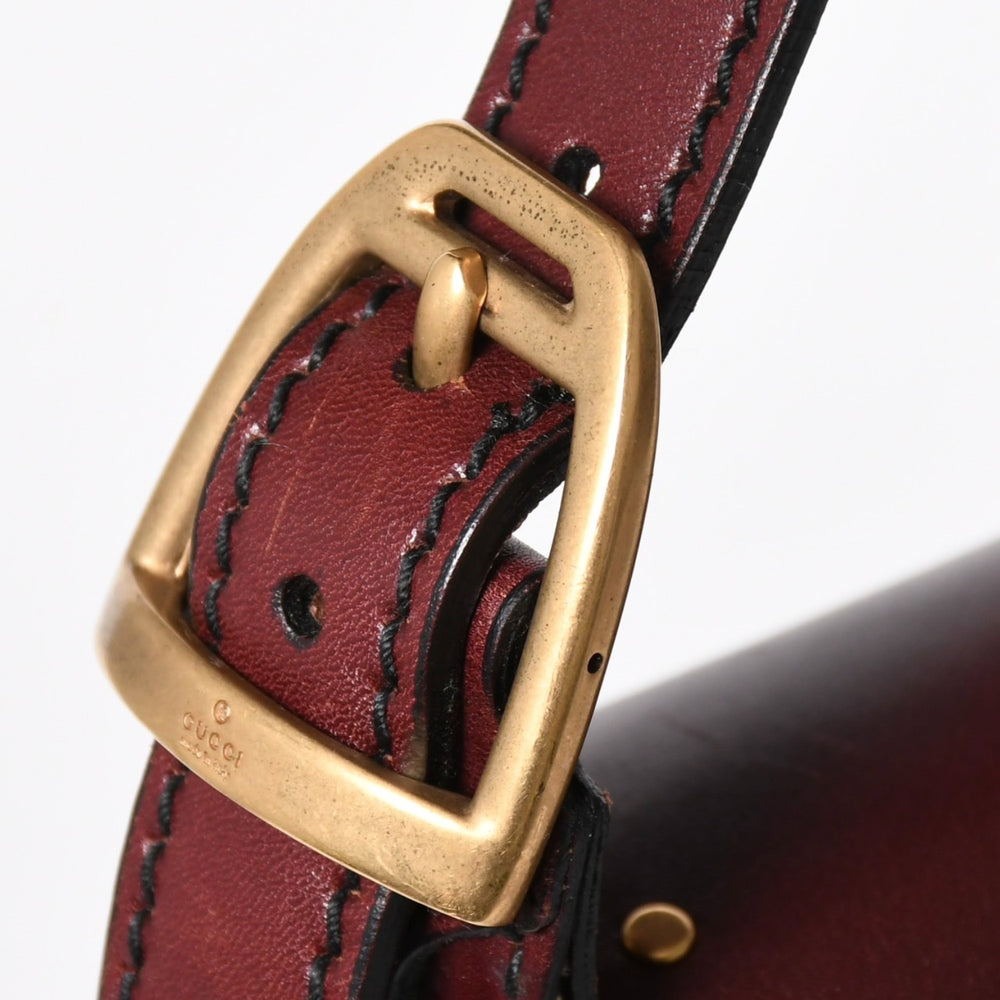 Very Good Condition GUCCI Gucci Horsebit Studded Vintage One Shoulder Bag 114915 Beige Wine Red Antique Gold Hardware Used 4a009706