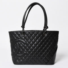 Very Good Condition CHANEL Cambon Line Large Tote Bag No. 9 A25169 Coco Mark Calfskin Patent Leather Black Used 4a009708