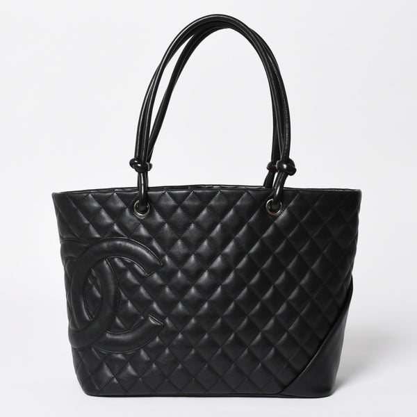 Very Good Condition CHANEL Cambon Line Large Tote Bag No. 9 A25169 Coco Mark Calfskin Patent Leather Black Used 4a009708