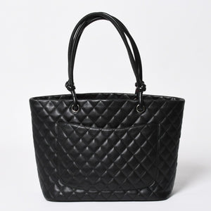 Very Good Condition CHANEL Cambon Line Large Tote Bag No. 9 A25169 Coco Mark Calfskin Patent Leather Black Used 4a009708