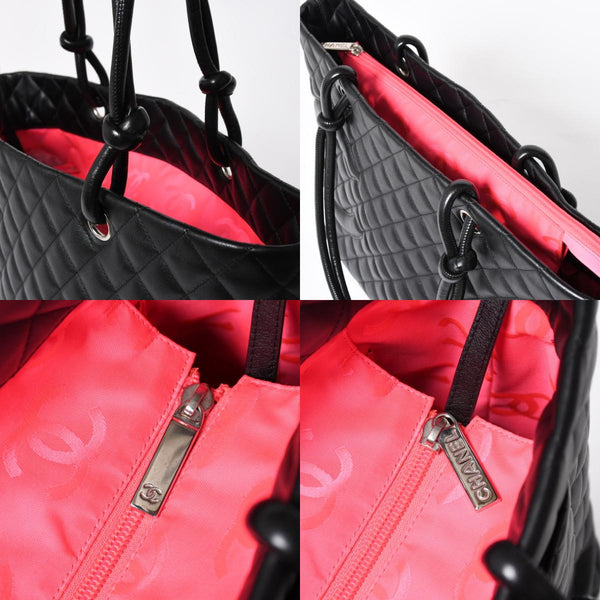 Very Good Condition CHANEL Cambon Line Large Tote Bag No. 9 A25169 Coco Mark Calfskin Patent Leather Black Used 4a009708