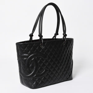 Very Good Condition CHANEL Cambon Line Large Tote Bag No. 9 A25169 Coco Mark Calfskin Patent Leather Black Used 4a009708