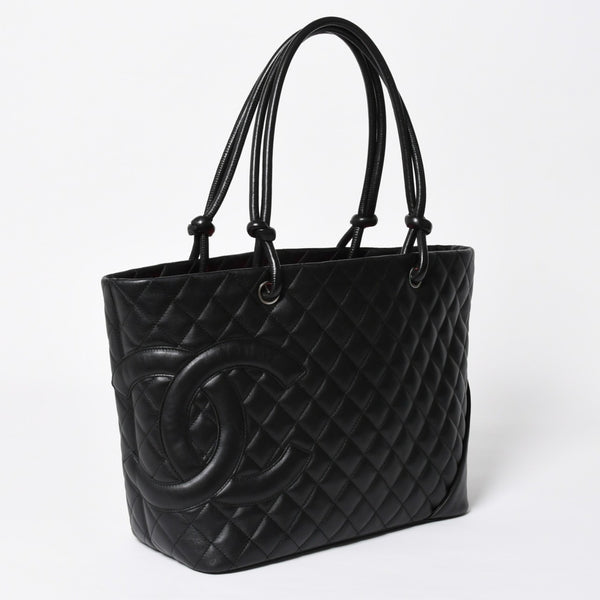 Very Good Condition CHANEL Cambon Line Large Tote Bag No. 9 A25169 Coco Mark Calfskin Patent Leather Black Used 4a009708