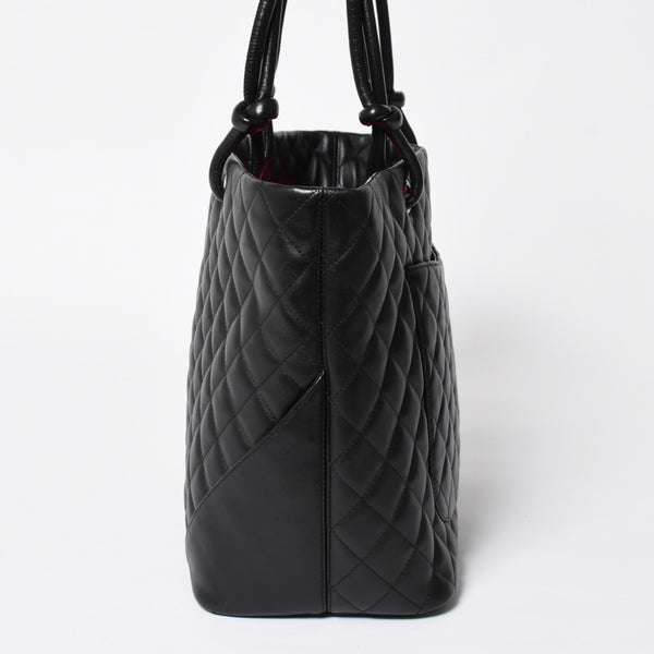 Very Good Condition CHANEL Cambon Line Large Tote Bag No. 9 A25169 Coco Mark Calfskin Patent Leather Black Used 4a009708