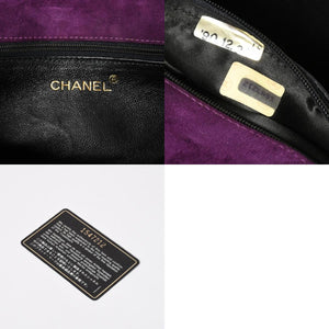 極美品 CHANEL シャネル マトラッセ キルティング クラッチバッグ 1番台 フリンジ スウェード パープル ゴールド金具 中古 4a009347