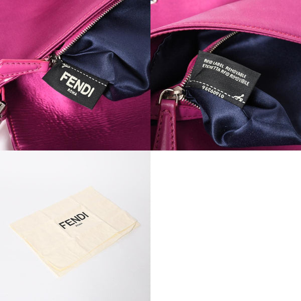 極美品 FENDI フェンディ マンマバケット ワンショルダーバッグ 8BR600 サテン ラインストーン ピンク シルバー金具 中古 4a009718