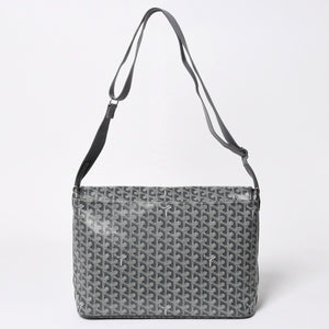 極美品 GOYARD ゴヤール カペシアン MM メッセンジャー ショルダーバッグ ゴヤールディンキャンバス シュヴロッシュカーフスキン グレー 中古 4a009753