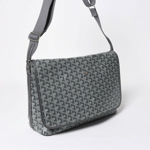 極美品 GOYARD ゴヤール カペシアン MM メッセンジャー ショルダーバッグ ゴヤールディンキャンバス シュヴロッシュカーフスキン グレー 中古 4a009753