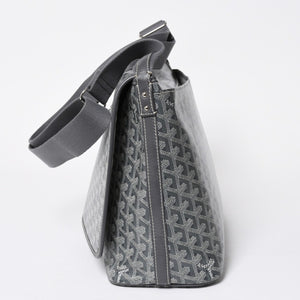 極美品 GOYARD ゴヤール カペシアン MM メッセンジャー ショルダーバッグ ゴヤールディンキャンバス シュヴロッシュカーフスキン グレー 中古 4a009753
