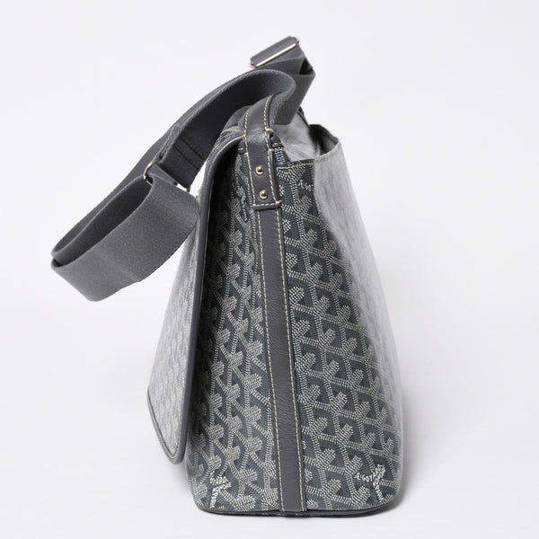 極美品 GOYARD ゴヤール カペシアン MM メッセンジャー ショルダーバッグ ゴヤールディンキャンバス シュヴロッシュカーフスキン グレー 中古 4a009753