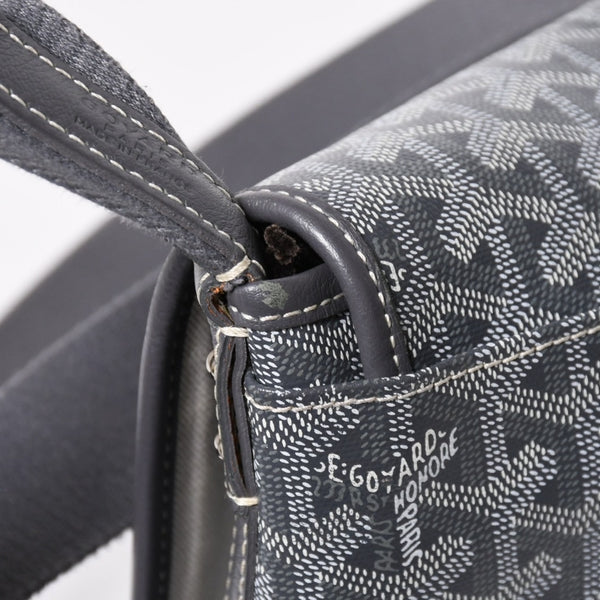 極美品 GOYARD ゴヤール カペシアン MM メッセンジャー ショルダーバッグ ゴヤールディンキャンバス シュヴロッシュカーフスキン グレー 中古 4a009753