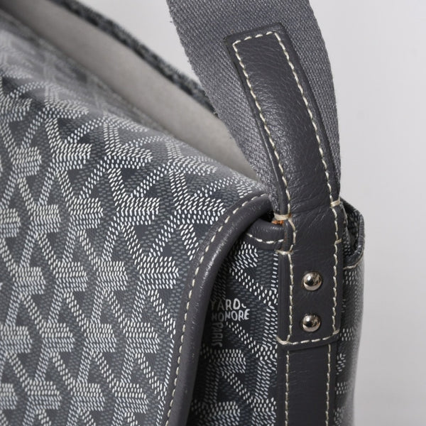 極美品 GOYARD ゴヤール カペシアン MM メッセンジャー ショルダーバッグ ゴヤールディンキャンバス シュヴロッシュカーフスキン グレー 中古 4a009753