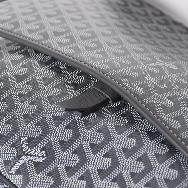 極美品 GOYARD ゴヤール カペシアン MM メッセンジャー ショルダーバッグ ゴヤールディンキャンバス シュヴロッシュカーフスキン グレー 中古 4a009753