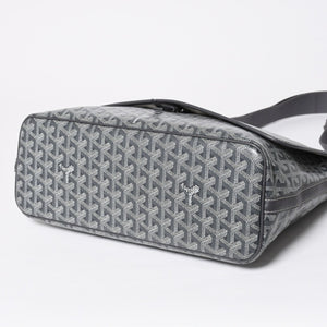 極美品 GOYARD ゴヤール カペシアン MM メッセンジャー ショルダーバッグ ゴヤールディンキャンバス シュヴロッシュカーフスキン グレー 中古 4a009753