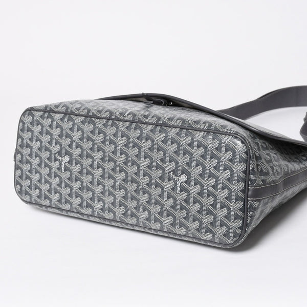 極美品 GOYARD ゴヤール カペシアン MM メッセンジャー ショルダーバッグ ゴヤールディンキャンバス シュヴロッシュカーフスキン グレー 中古 4a009753