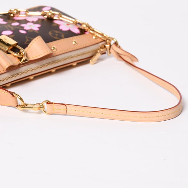 極美品 LOUIS VUITTON ルイヴィトン LV × TM ポシェット アクセソワール アクセサリーポーチ M13666 モノグラム チェリー 村上隆 中古 4a009719