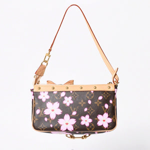 極美品 LOUIS VUITTON ルイヴィトン LV × TM ポシェット アクセソワール アクセサリーポーチ M13666 モノグラム チェリー 村上隆 中古 4a009719