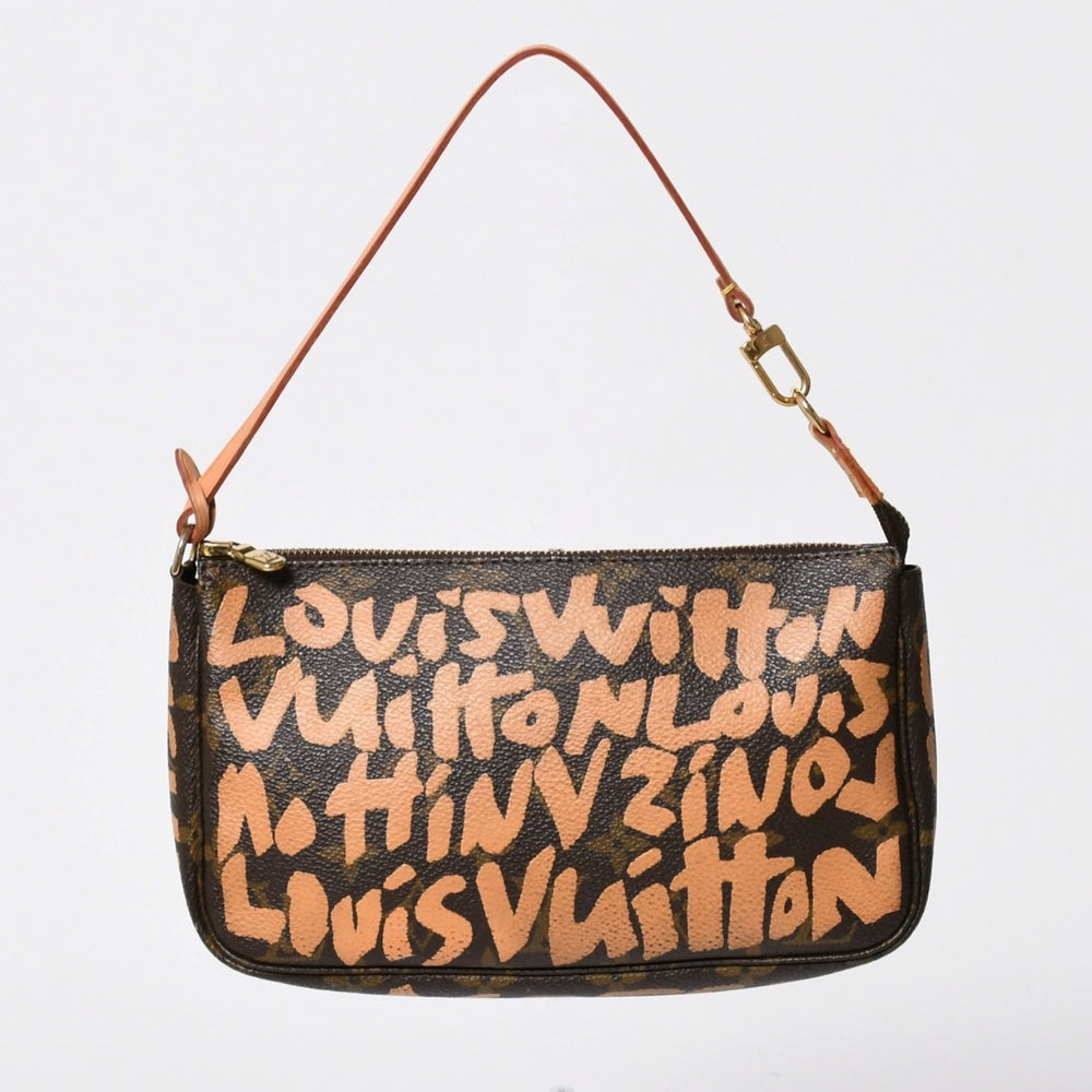 Very good condition LOUIS VUITTON Pochette accessory M92192 Monogram graffiti brown orange gold hardware used 4a009783