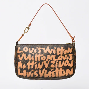 Very good condition LOUIS VUITTON Pochette accessory M92192 Monogram graffiti brown orange gold hardware used 4a009783