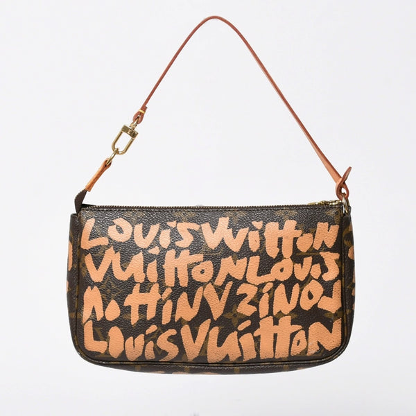 Very good condition LOUIS VUITTON Pochette accessory M92192 Monogram graffiti brown orange gold hardware used 4a009783