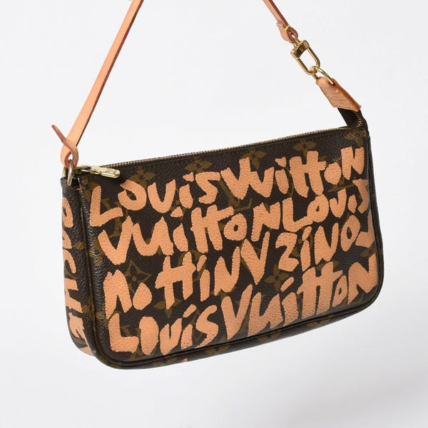 Very good condition LOUIS VUITTON Pochette accessory M92192 Monogram graffiti brown orange gold hardware used 4a009783