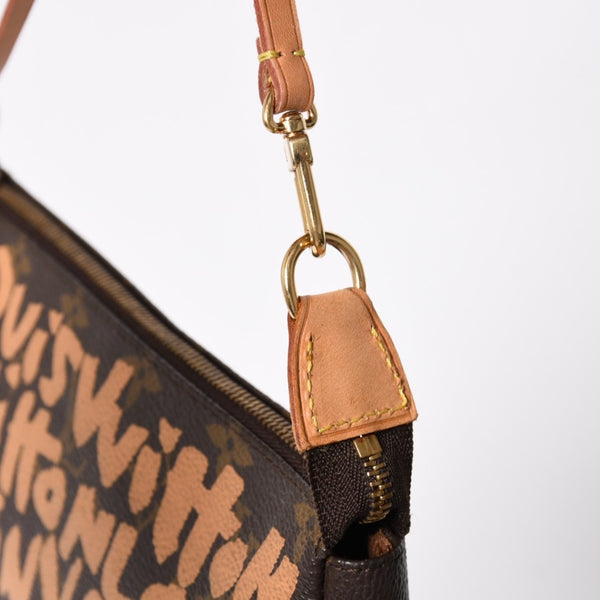 Very good condition LOUIS VUITTON Pochette accessory M92192 Monogram graffiti brown orange gold hardware used 4a009783