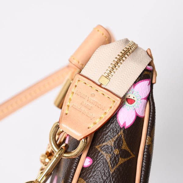 極美品 LOUIS VUITTON ルイヴィトン LV × TM ポシェット アクセソワール アクセサリーポーチ M13666 モノグラム チェリー 村上隆 中古 4a009719