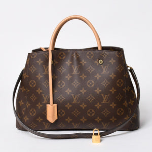 極美品 LOUIS VUITTON ルイヴィトン モンテーニュPM 2WAYバッグ ハンドバッグ ショルダーバッグ M5932J ブラウン ゴールド金具 中古 4a009806
