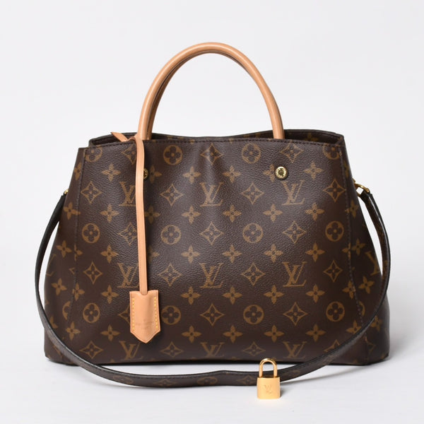 極美品 LOUIS VUITTON ルイヴィトン モンテーニュPM 2WAYバッグ ハンドバッグ ショルダーバッグ M5932J ブラウン ゴールド金具 中古 4a009806